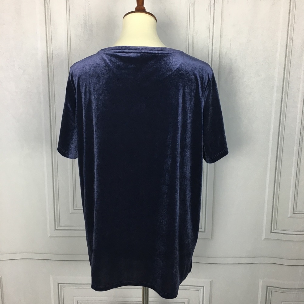Old Navy Blue Velvet Short Sleeve Tee Sz L - Picture 4 of 7